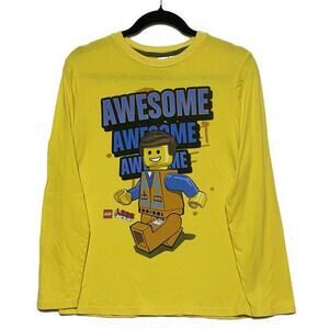 Lego Movie Awesome Graphic T-Shirt Boy's Size 14 Yellow Long Sleeves